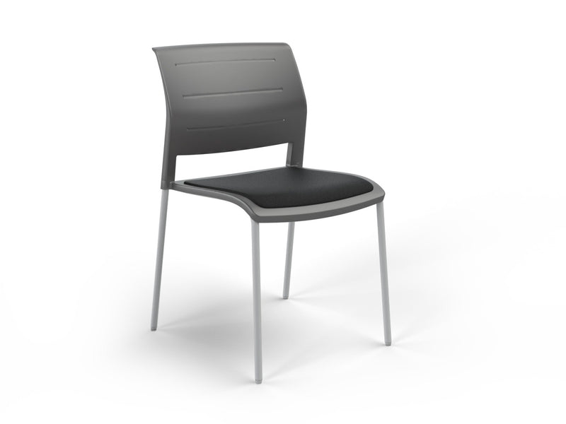 Game 4 leg Chair (Upholstered Seat) Charcole Black White Powdercoat