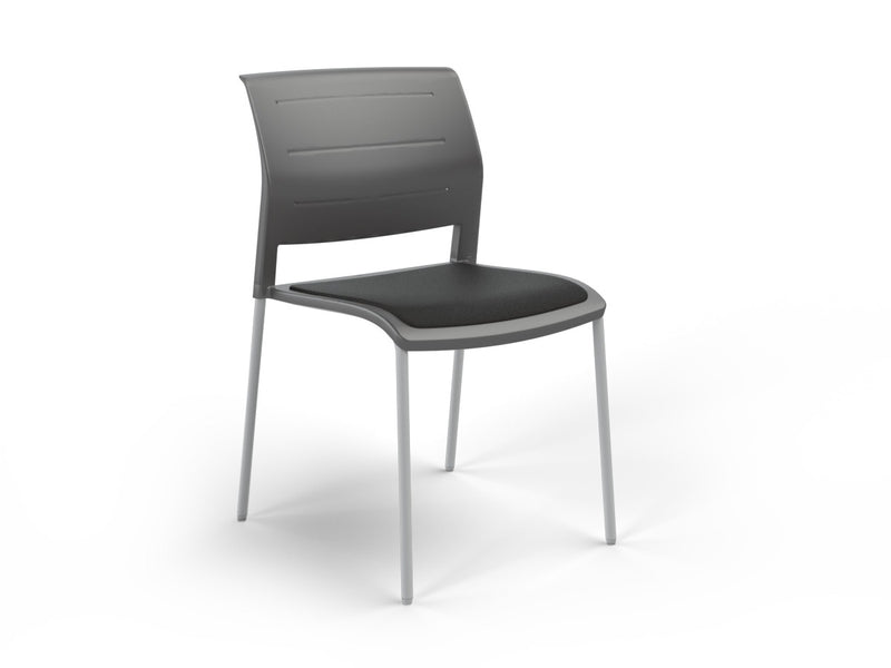 Game 4 leg Chair (Upholstered Seat) Charcole Gray White Powdercoat