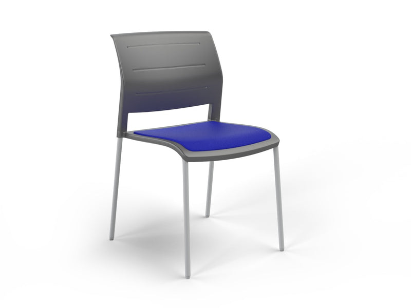 Game 4 leg Chair (Upholstered Seat) Charcole Sky Blue White Powdercoat