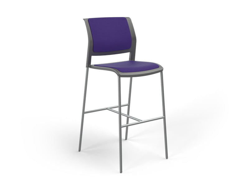Game Barstool With Fully Upholstery Charcole Plum