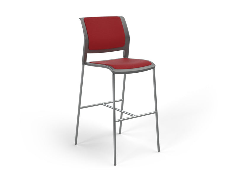 Game Barstool With Fully Upholstery Charcole Tomato Red