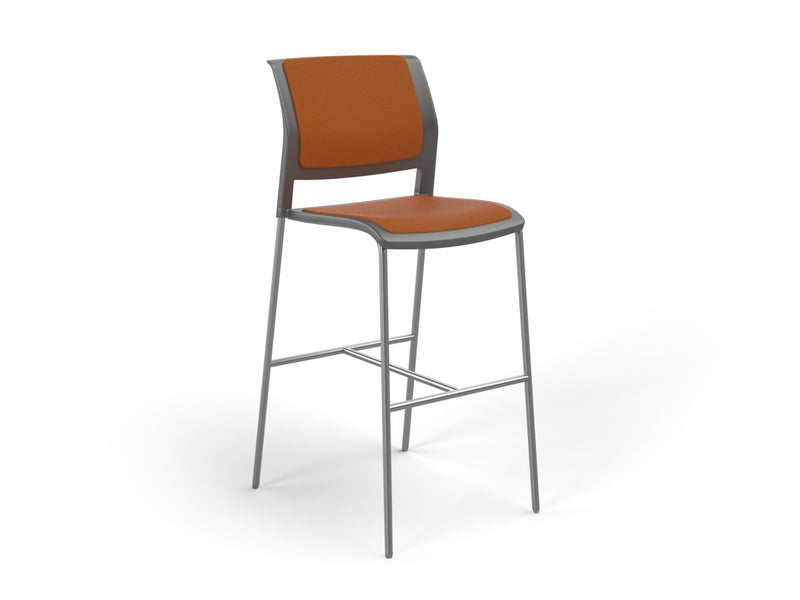 Game Barstool With Fully Upholstery Charcole Bright Orange