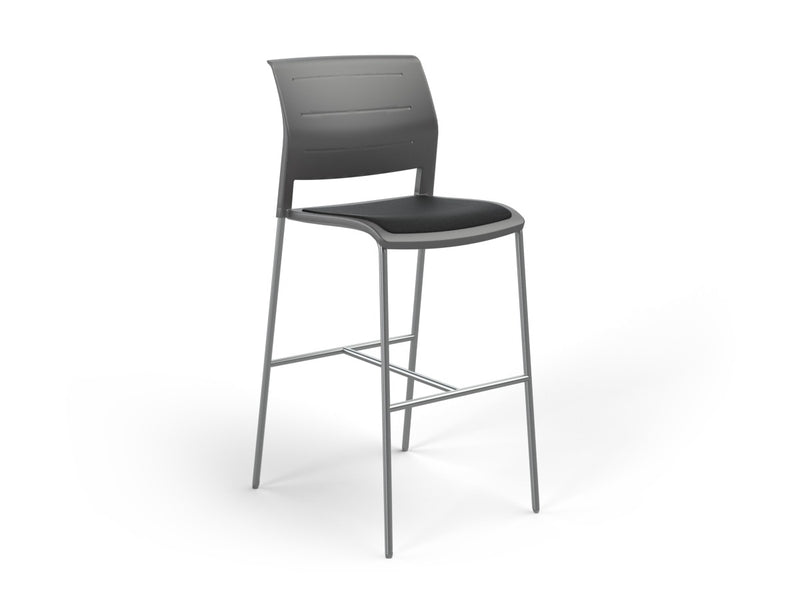 Game Barstool With Upholstery Charcole Black