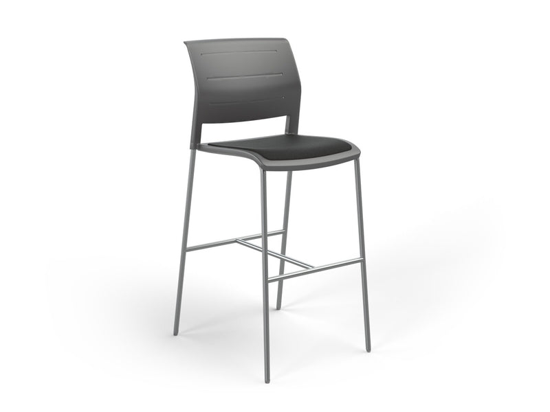 Game Barstool With Upholstery Charcole Gray
