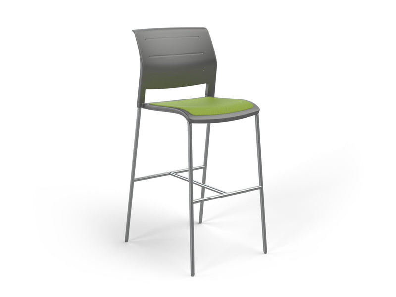 Game Barstool With Upholstery Charcole Lime Green
