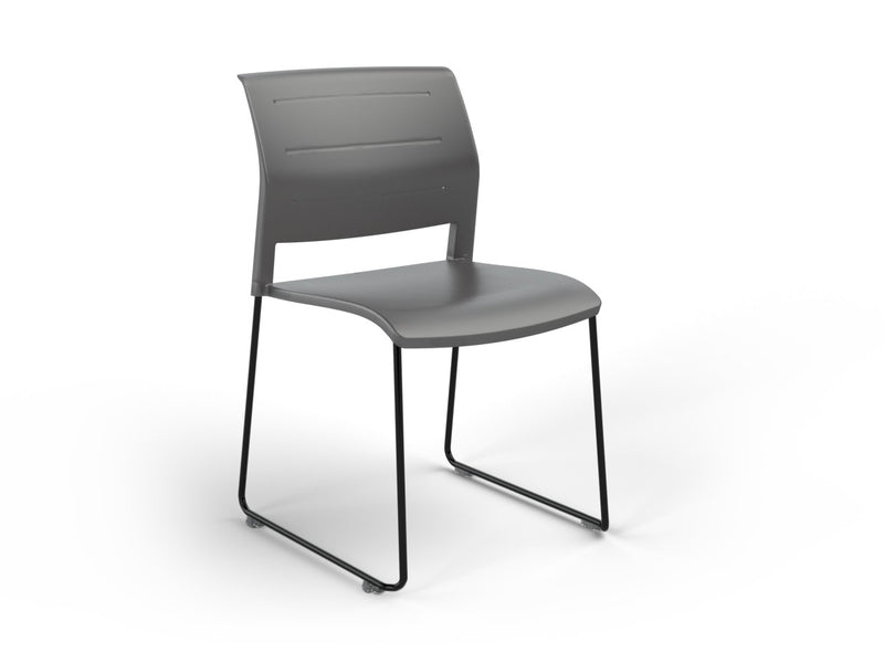 Game Chair Unupholstered Sled Base Charcoal Black Powdercoat