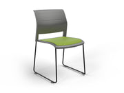 Game Sled leg Chair (Upholstered Seat) Charcole Lime Green Black Powdercoat
