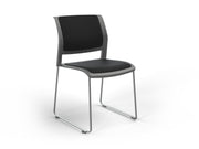 Game Sled leg Chair (Fully Upholstered) Charcole Black Polished Chrome