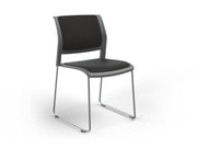Game Sled leg Chair (Fully Upholstered) Charcole Gray Polished Chrome