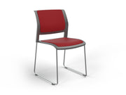 Game Sled leg Chair (Fully Upholstered) Charcole Tomato Red Polished Chrome