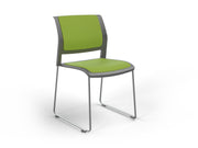 Game Sled leg Chair (Fully Upholstered) Charcole Lime Green Polished Chrome