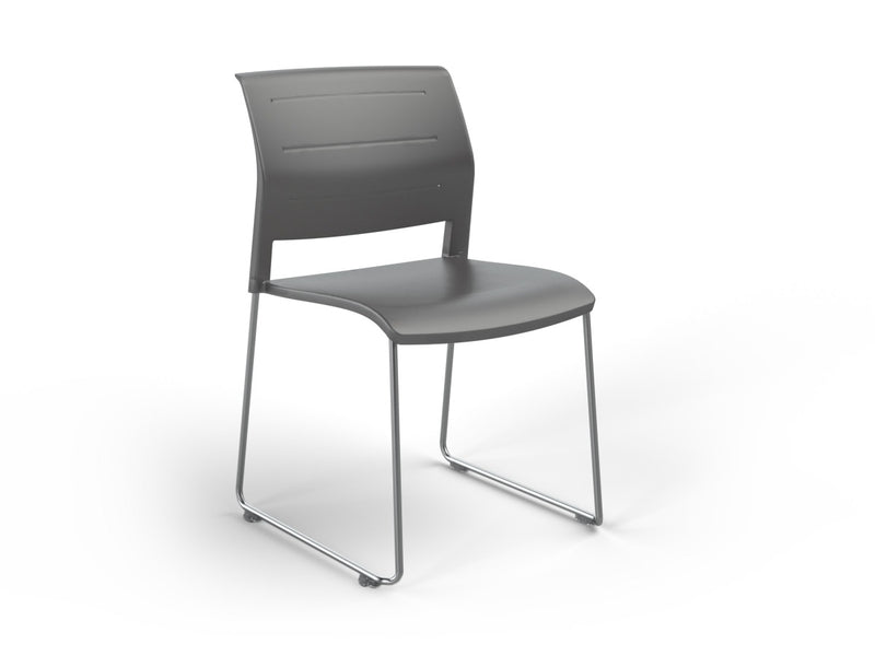 Game Chair Unupholstered Sled Base Charcoal Polished Chrome