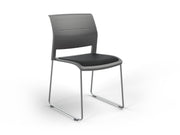 Game Sled leg Chair (Upholstered Seat) Charcole Black Polished Chrome