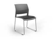 Game Sled leg Chair (Upholstered Seat) Charcole Gray Polished Chrome