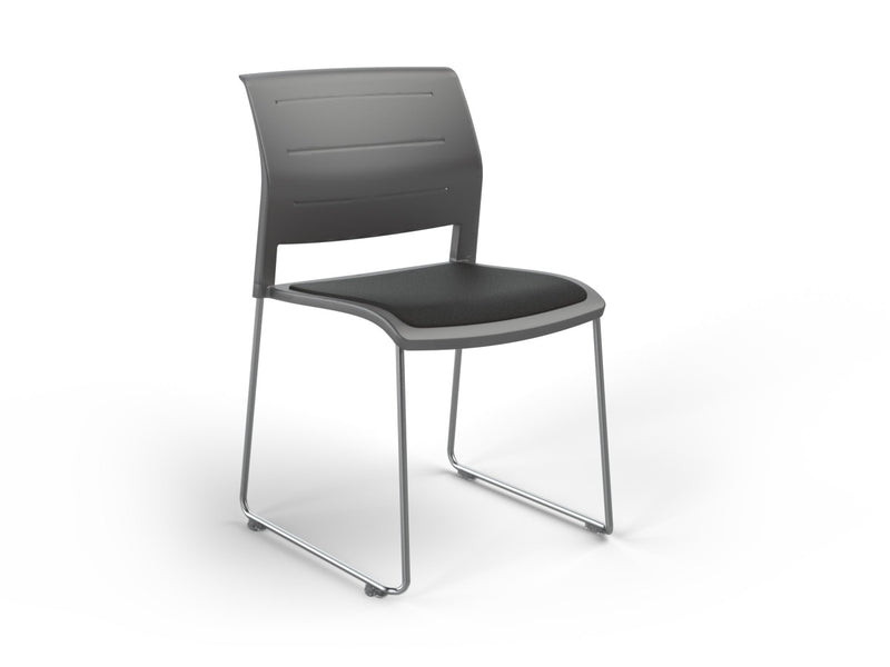Game Sled leg Chair (Upholstered Seat) Charcole Gray Polished Chrome
