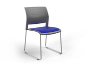 Game Sled leg Chair (Upholstered Seat) Charcole Sky Blue Polished Chrome