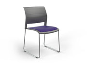 Game Sled leg Chair (Upholstered Seat) Charcole Plum Polished Chrome