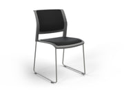 Game Sled leg Chair (Fully Upholstered) Charcole Black Silver Powdercoat