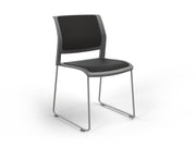 Game Sled leg Chair (Fully Upholstered) Charcole Gray Silver Powdercoat