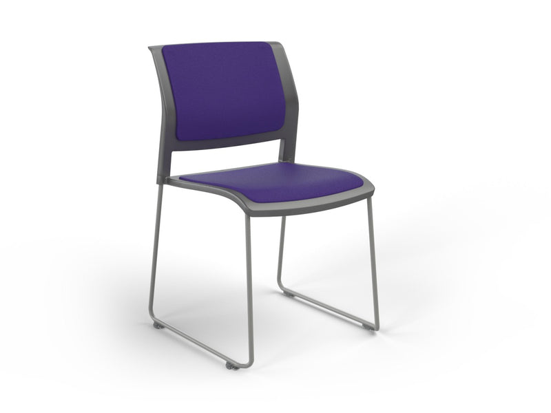 Game Sled leg Chair (Fully Upholstered) Charcole Plum Silver Powdercoat