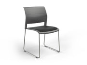Game Sled leg Chair (Upholstered Seat) Charcole Gray Silver Powdercoat
