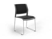 Game Sled leg Chair (Fully Upholstered) Charcole Black White Powdercoat