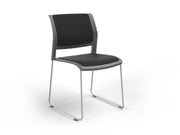 Game Sled leg Chair (Fully Upholstered) Charcole Gray White Powdercoat