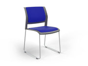 Game Sled leg Chair (Fully Upholstered) Charcole Sky Blue White Powdercoat