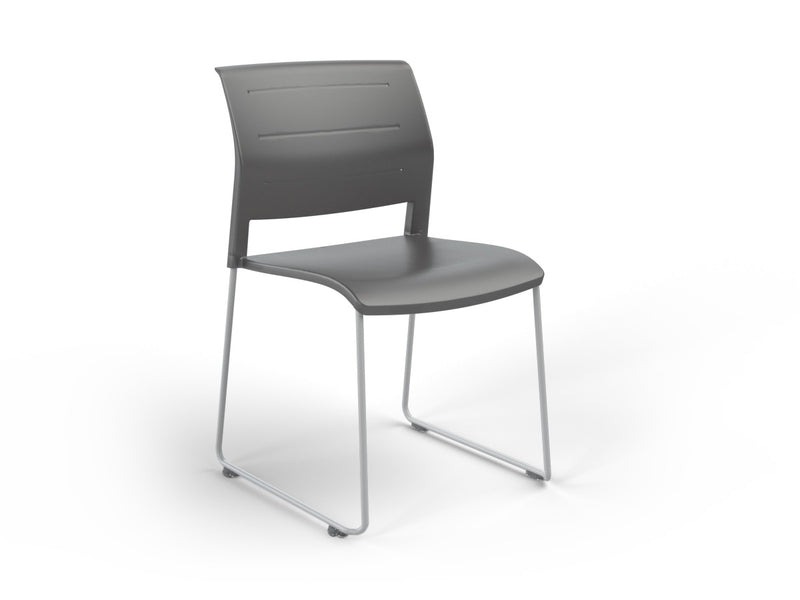Game Chair Unupholstered Sled Base Charcoal White Powdercoat