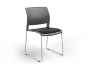 Game Sled leg Chair (Upholstered Seat) Charcole Black White Powdercoat