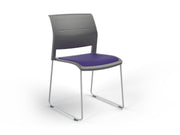 Game Sled leg Chair (Upholstered Seat) Charcole Plum White Powdercoat
