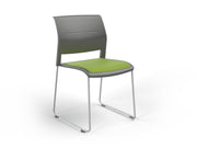 Game Sled leg Chair (Upholstered Seat) Charcole Lime Green White Powdercoat