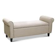 Artiss Storage Ottoman Blanket Box 126cm Linen Fabric Arm Foot Stool Couch Large Taupe