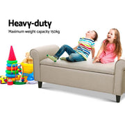 Artiss Storage Ottoman Blanket Box 126cm Linen Fabric Arm Foot Stool Couch Large