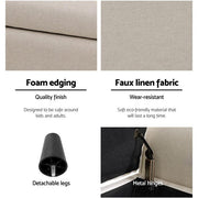 Artiss Storage Ottoman Blanket Box 126cm Linen Fabric Arm Foot Stool Couch Large