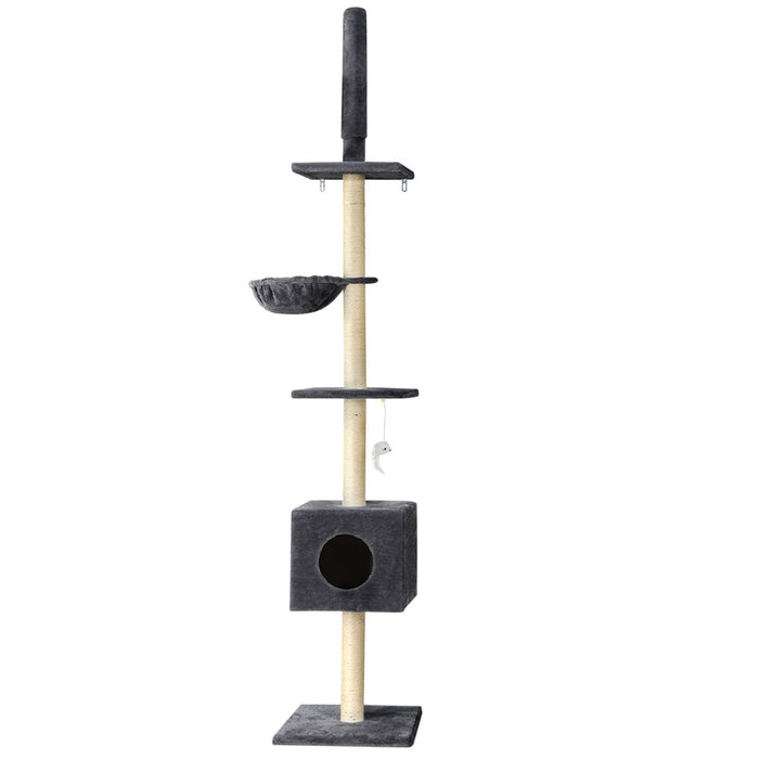 i.Pet Cat Tree Tower Scratching Post Scratcher Floor to Ceiling Cats Bed 260cm