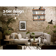 Artiss Industrial Shelves DIY Pipe Shelf Display Wall Floating Bookshelf Vintage 3 Tiers