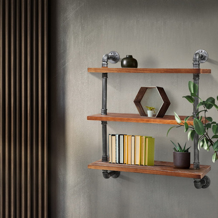 Artiss Industrial Shelves DIY Pipe Shelf Display Wall Floating Bookshelf Vintage 3 Tiers