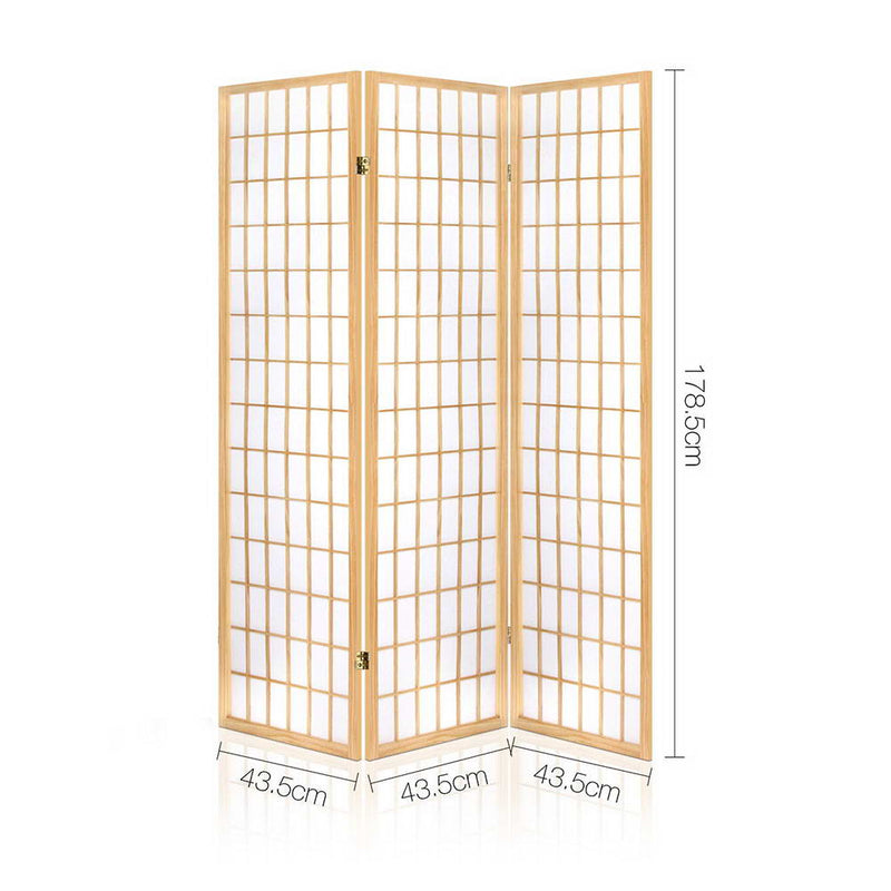 Artiss 3 Panel Wooden Room Divider - Natural