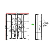 Artiss Room Divider Screen Privacy Dividers Pine Wood Stand Shoji Bamboo Black White