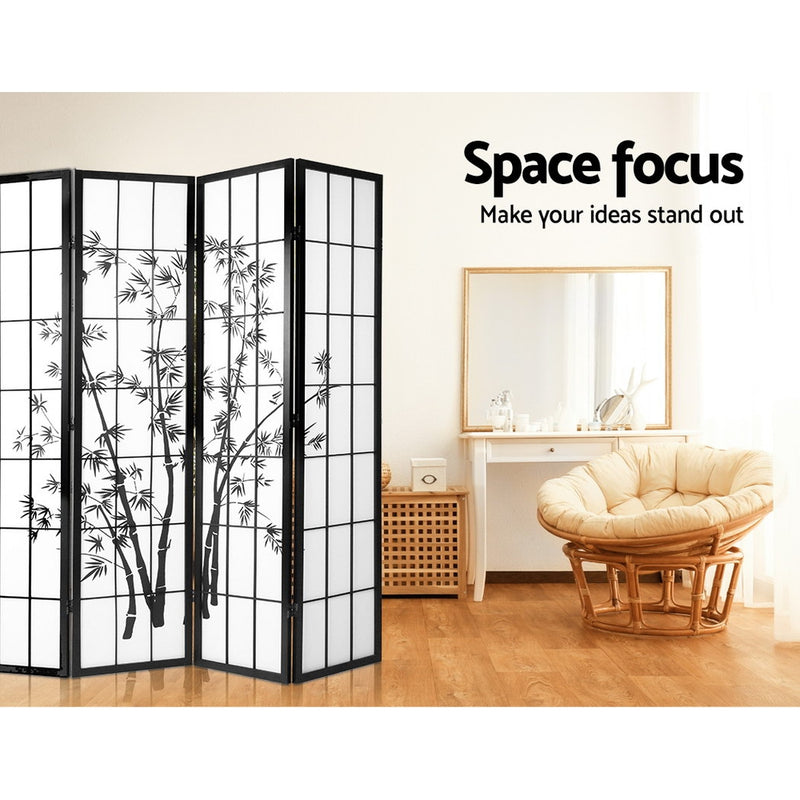 Artiss Room Divider Screen Privacy Dividers Pine Wood Stand Shoji Bamboo Black White