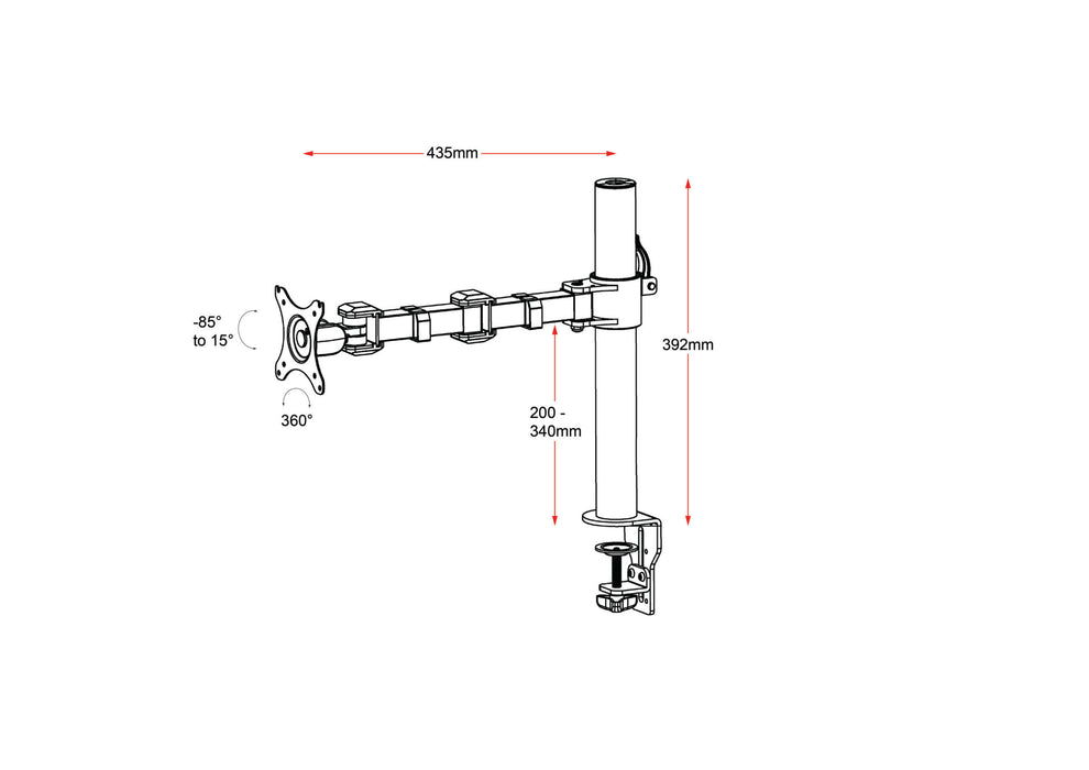 Rapidline Pole Mounted Revolve Single Monitor Arm