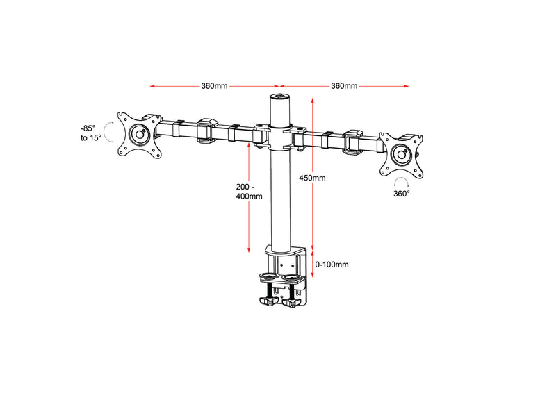 Rapidline Pole Mounted Revolve Dual Monitor Arm