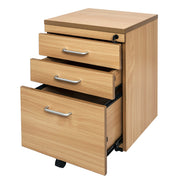 Rapidline Span Mobile Pedestal with 2 Personal and 1 File Drawer Beech