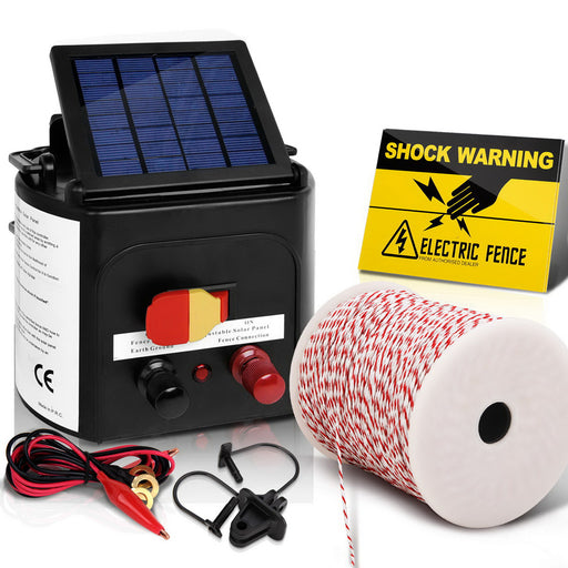 5km Solar Electric Fence Energiser Charger with 500M Tape