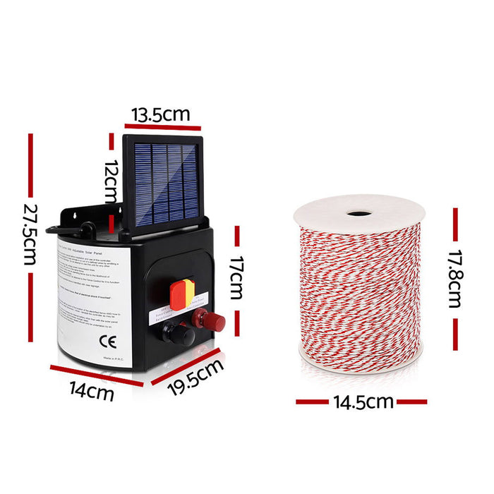 5km Solar Electric Fence Energiser Charger with 500M Tape and 25pcs Insulators