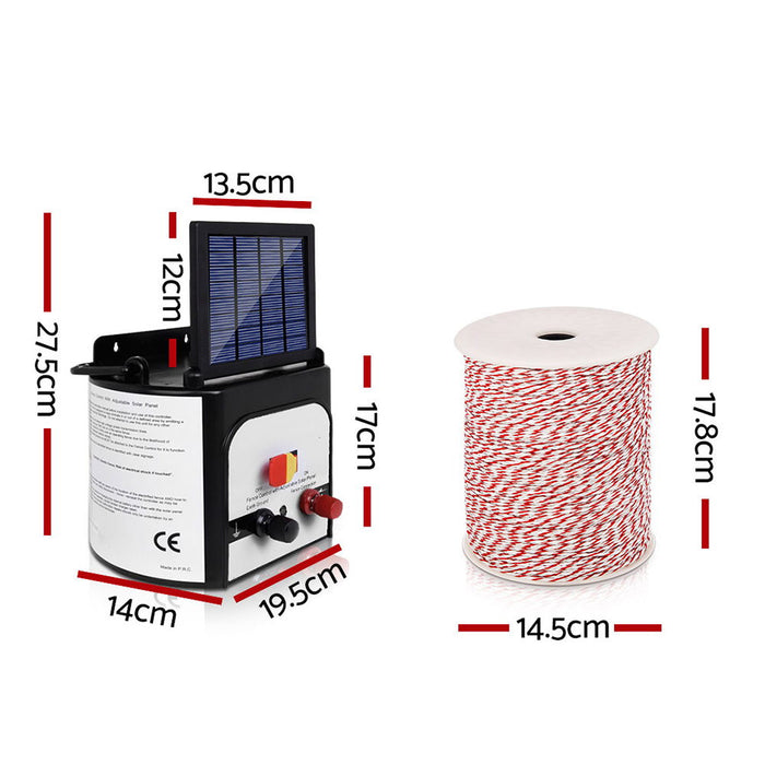 8km Solar Electric Fence Energiser Charger with 500M Tape and 25pcs Insulators