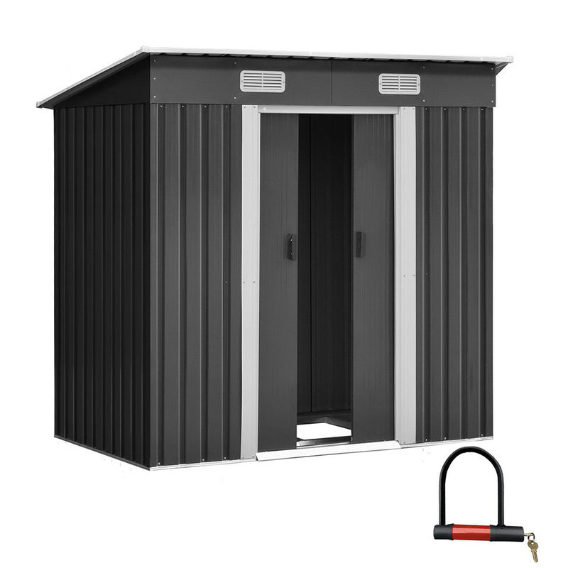 Giantz 1.94 x 1.21m metal Base Garden Shed - Grey