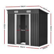 Giantz 1.94 x 1.21m metal Base Garden Shed - Grey