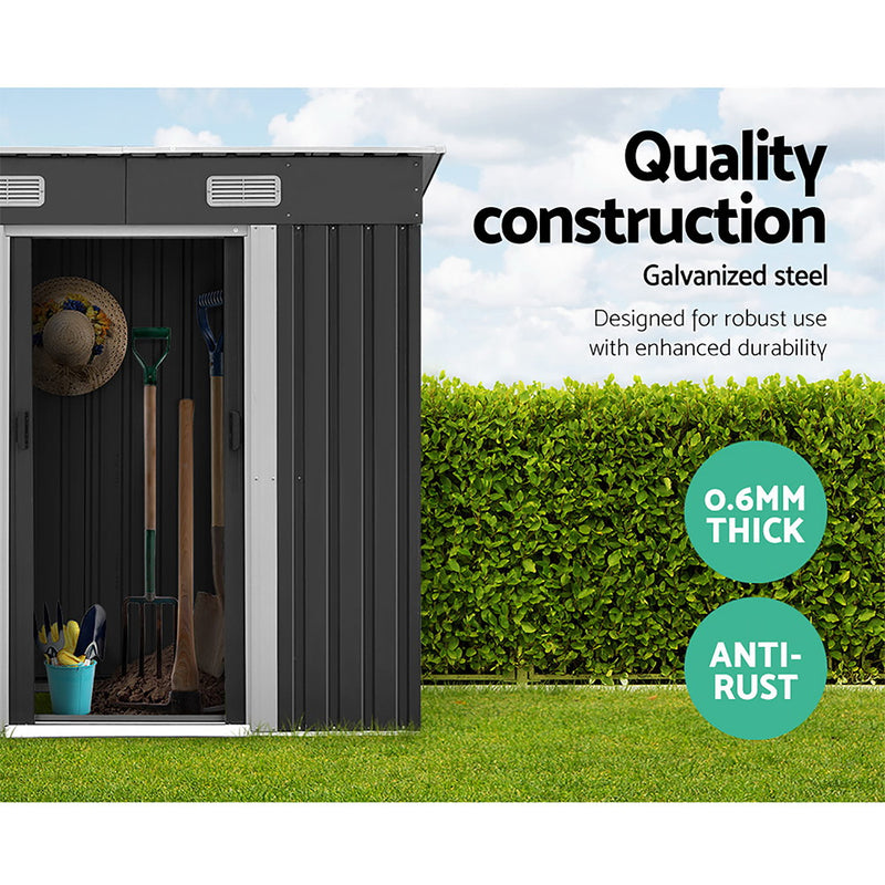 Giantz 1.94 x 1.21m metal Base Garden Shed - Grey
